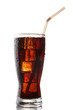 Glass of cola with ice isolated on white