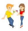 Cute Teen Couple Drink Together