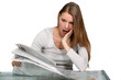 A young woman astonished at the news.