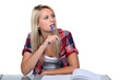 Teenage girl studying