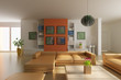 3d render modern living room