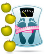 Bathroom scale with apples. Healthy nutrition concept. Bathroom scale with apples. Healthy nutrition concept.