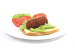 Typical Dutch lunch with bread and kroket