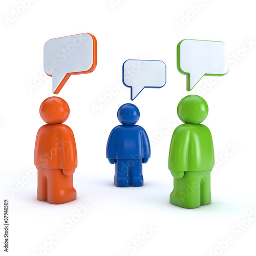 Illustration: Menschen-Symbole mit Sprechblasen Menschen-Symbole mit Sprechblasen