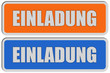 2 Sticker orange blau rel EINLADUNG
