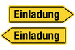 2 Pfeilschilder gelb EINLADUNG