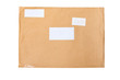 brown envelope with blank label name and stamp isolated