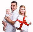 Happy family over white background