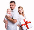 Happy family over white background