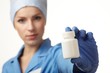 medical doctor with white bottle