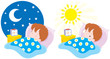 Boy sleeping and waking up