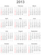 Calendar for year 2013