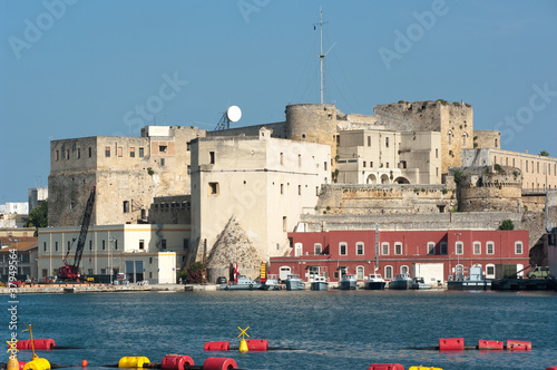 the Swabian castle in the western bosom of the inner harbor in Brindisi, Italy