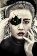 Damaged and Cracked Cyborg Robot Child with Circuits Showing