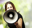 woman with megaphone