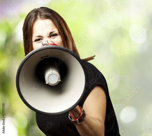 Photo: woman with megaphone woman with megaphone