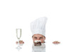 Attractive young caucasian man chef, temptation Attractive young caucasian man chef, temptation