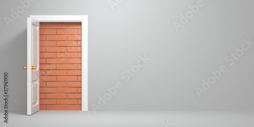 Illustration: No escape and entrance. Doors laid bricks No escape and entrance. Doors laid bricks