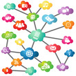 Network, media icons, clouds Network, media icons, clouds