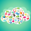 Cloud computing, colorful icons, green background Cloud computing, colorful icons, green background
