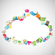 Cloud, colorful icons, bright background Cloud, colorful icons, bright background