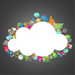 Cloud, colorful icons, dark background