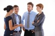 Young businesspeople talking