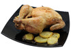 Photo: Fried chicken on black plate Fried chicken on black plate