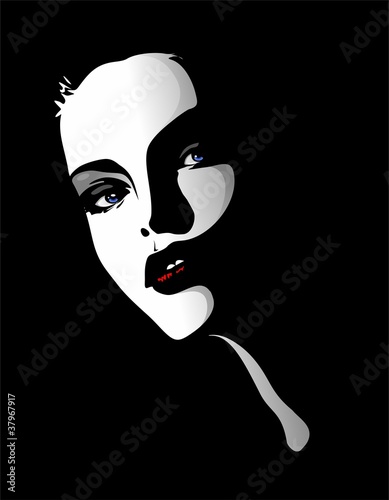 Vector: Viso Ritratto Bella Ragazza-Beautiful Girl's Portrait-Vector Viso Ritratto Bella Ragazza-Beautiful Girl's Portrait-Vector