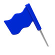 Blue flag pin on white, 3D image