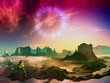 Wormhole over Alien Planet Landscape