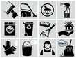 Vector black cleaning icons set.