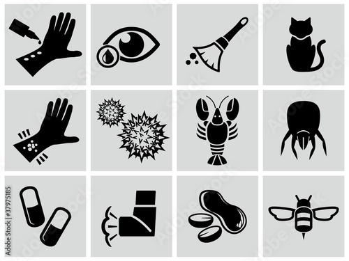 Vektor: Vector black allergies icons set. Vector black allergies icons set.