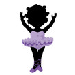 Little African American Ballerina Girl Illustration Silhouette