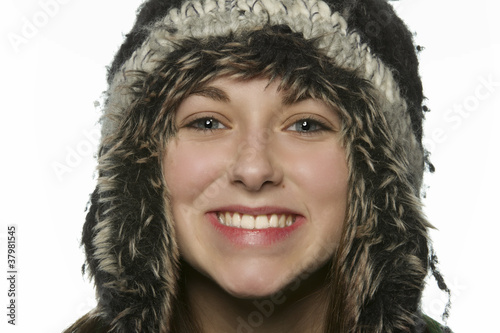 Photo: teen girl wearing winter hat teen girl wearing winter hat