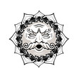 Powerful wind god blowing decorated contour symbol