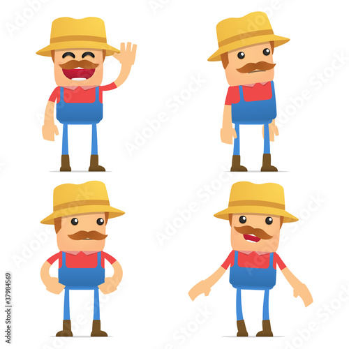 Vector: set of funny cartoon farmer set of funny cartoon farmer
