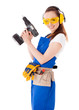 Foto: Female construction worker. Female construction worker.