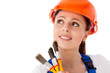 Female construction worker. Female construction worker.
