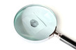 Magnifying glass and fingerprint isolated on white