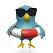 Bluebird with life belt and sunglasses
