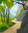 TROPICAL RAIN FOREST TREES AND HILLY PATHWAY TROPICAL RAIN FOREST TREES AND HILLY PATHWAY