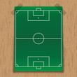 soccer field on wooden backgrounds.