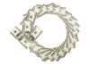 Arrow of dollars on white