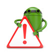 Robot with Warning sign
