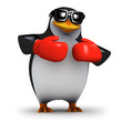 3d Boxing penguin in tthe red corner