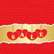 sale card with hearts