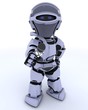 Robot with a reporters microphone