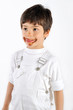 child dirty  with cake