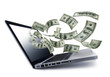 Foto: Money pouring out from a notebook computer Money pouring out from a notebook computer
